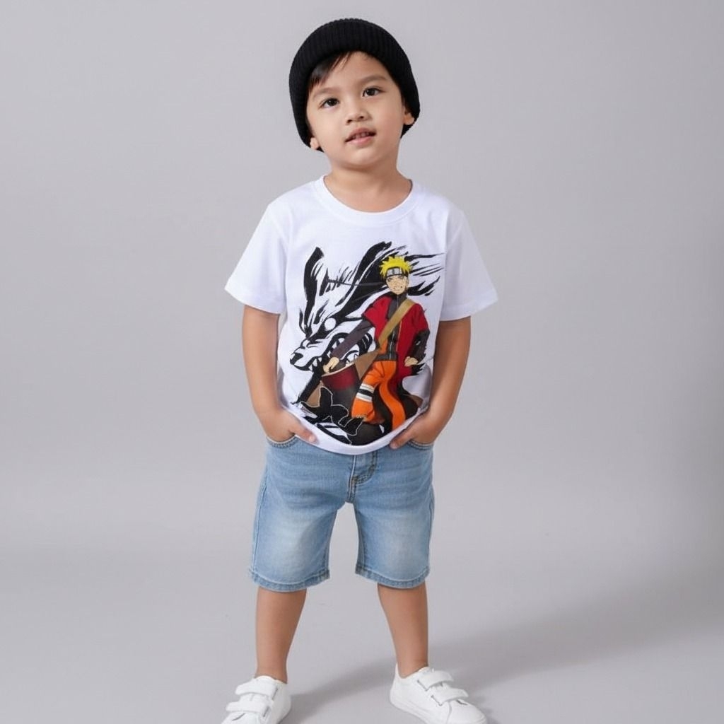 KAOS ANAK NARUTO PUTIH USIA 1-12 TAHUN