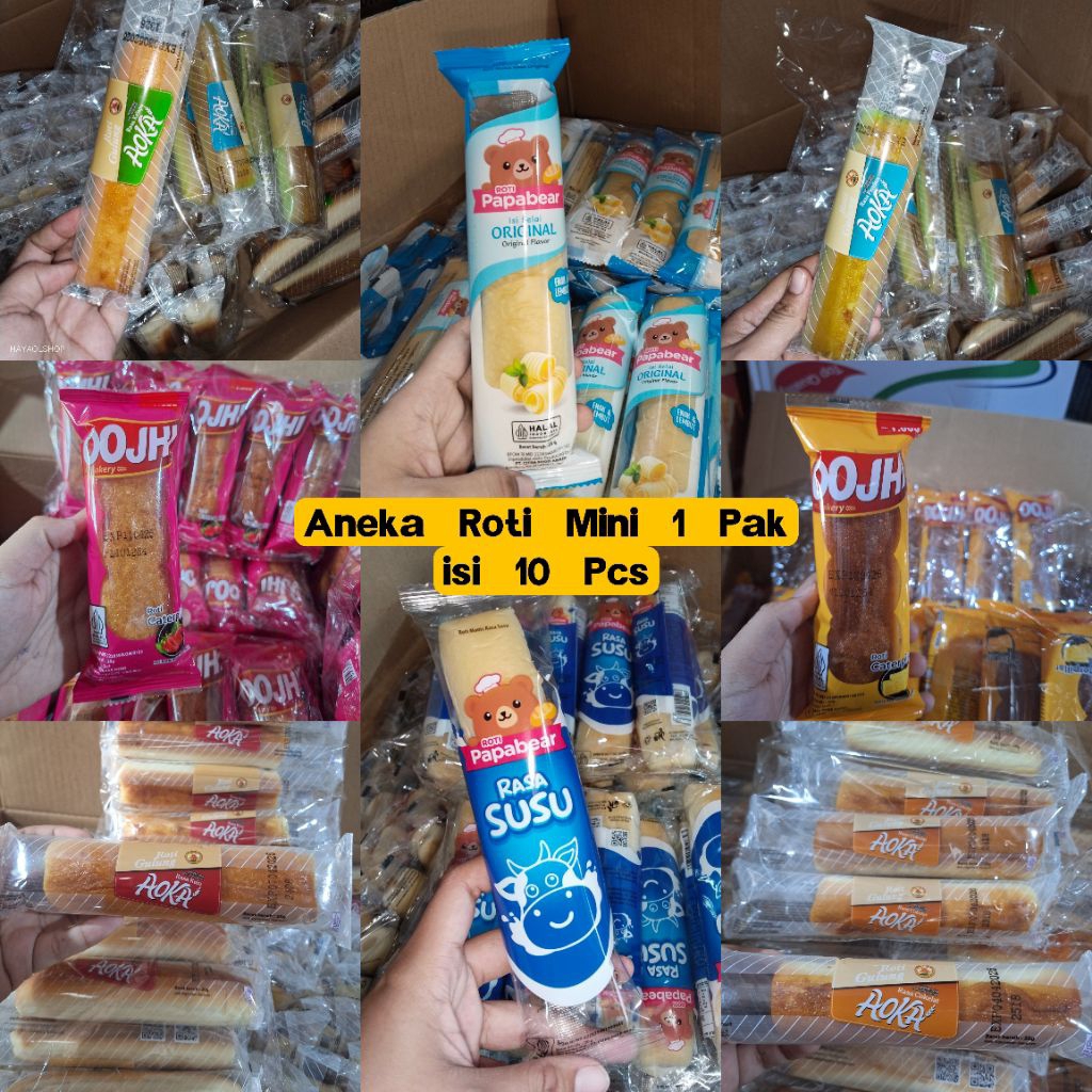PAKET 20/10Pcs - AOKA/OOJHI/PAPABEAR Roti Mini Coklat/Keju