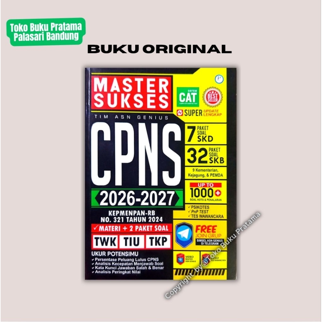 Buku Master Sukses CPNS 2026-2027 Skd,Skb,TIU,Twk,Tkp - ORI