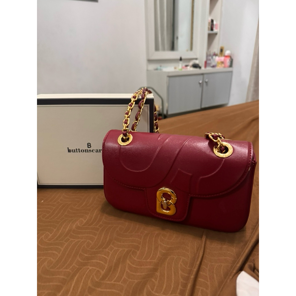 PRELOVED TAS BUTTONSCARVES AUDREY CHAIN LEATHER BAG (MEDIUM-CAVIAR)