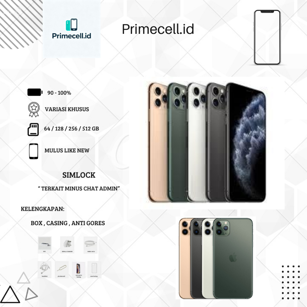 iPhone 11 Pro Max Inter Second – Ori Fullset | Mulus Minus | Lancar Game/Live/Video 64/128/256/512GB