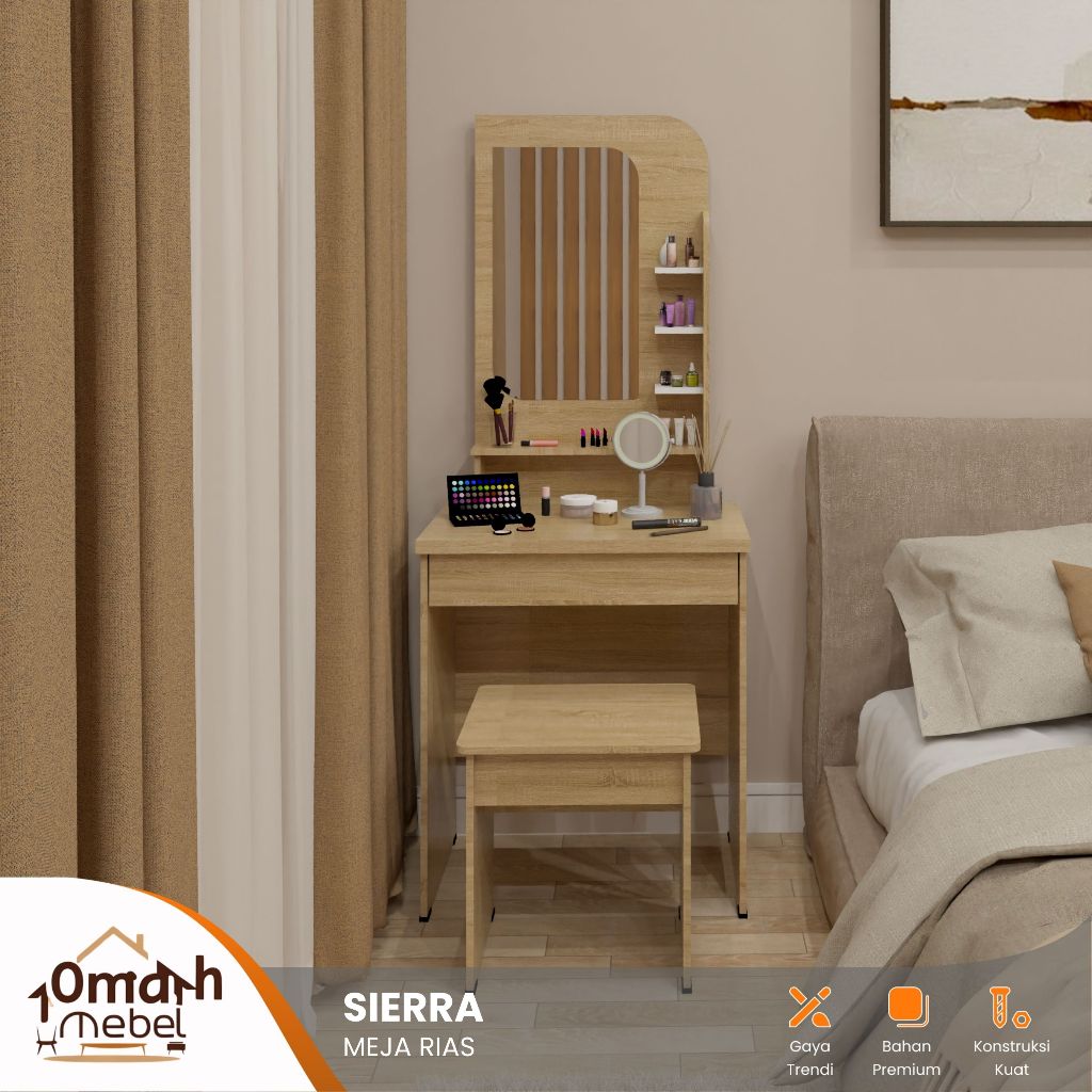 OMAH MEBEL SURABAYA - MR 6015 Series Sierra | Meja Rias Minimalis Aesthetic Termurah | Meja Minimali