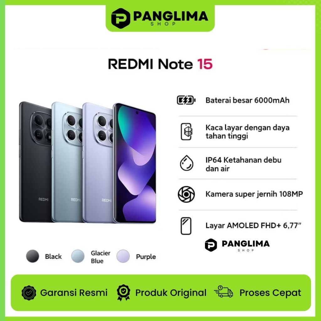 Xiaomi Note 15 8/256 108MP Desain Trendy Garansi Resmi