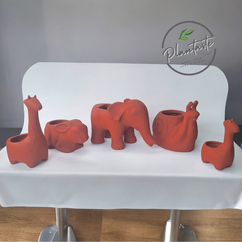 Pot Tanah Liat Motif Binatang Unik Lucu Gerabah Tanah Liat Indoor Outdoor | Pot Karakter Unik Hiasan
