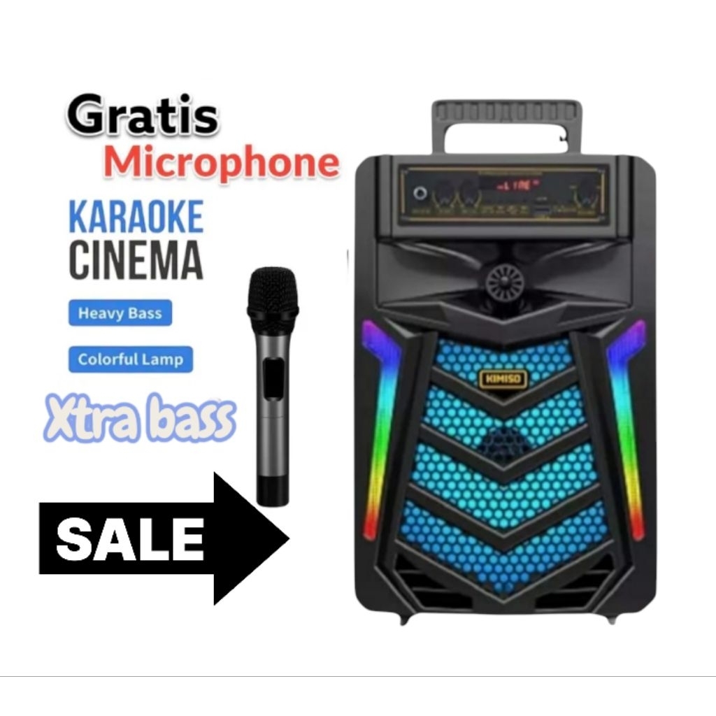 SPEAKER BLUETOOTH SUPER BASS KMS 3381 FREE MIC KARAOKE