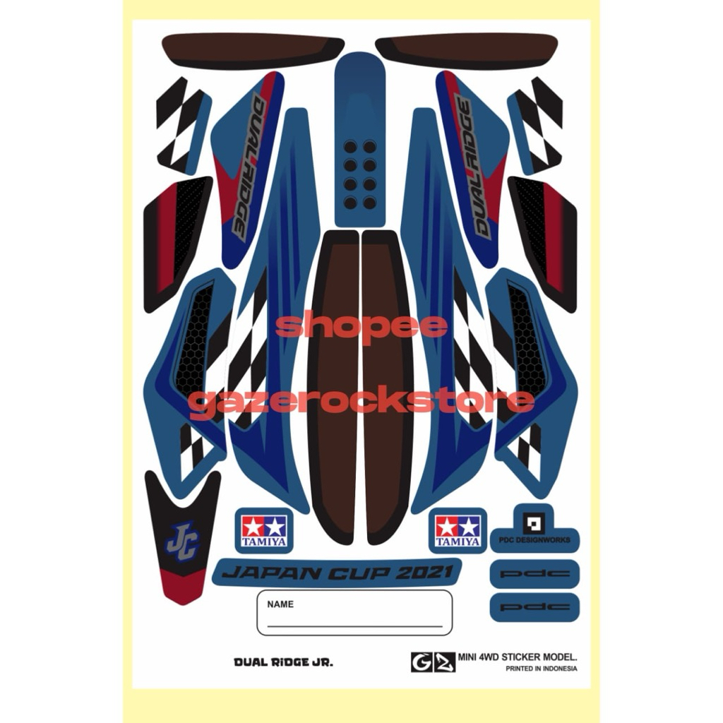 Stiker Tamiya Dual Ridge Jr. Japan Cup Cutting Vinyl