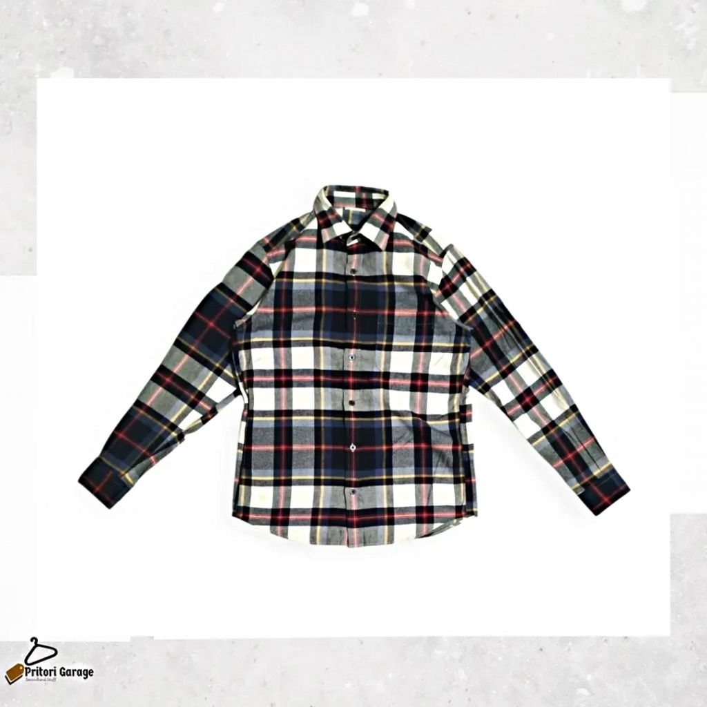 Kemeja Long Sleeve Flannel Shirt GU Uniqlo Black White Grey Red Blue Yellow Multi Colour Vintage S f