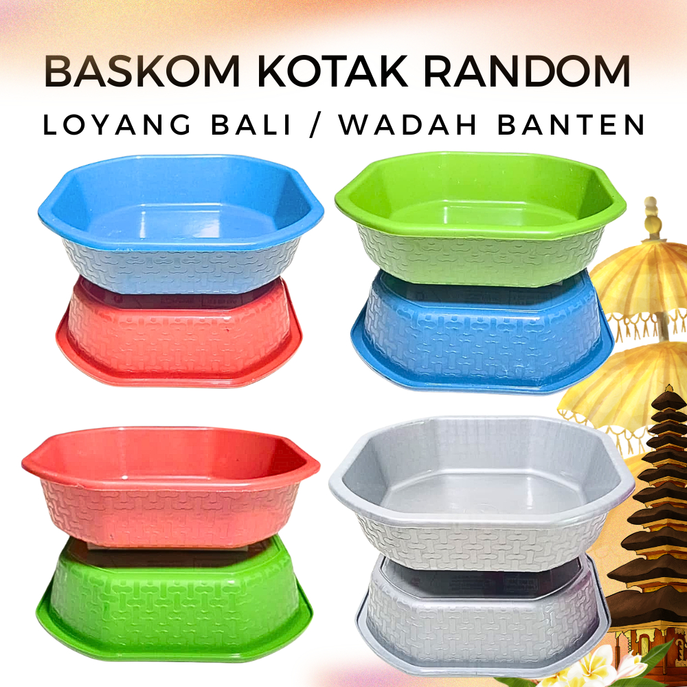 24 PCS BASKOM KECIL SEGI MOTIF BAMBU SERIES RANDOM - LOYANG BALI UK 17 - WADAH BANTEN PLASTIK - SODA