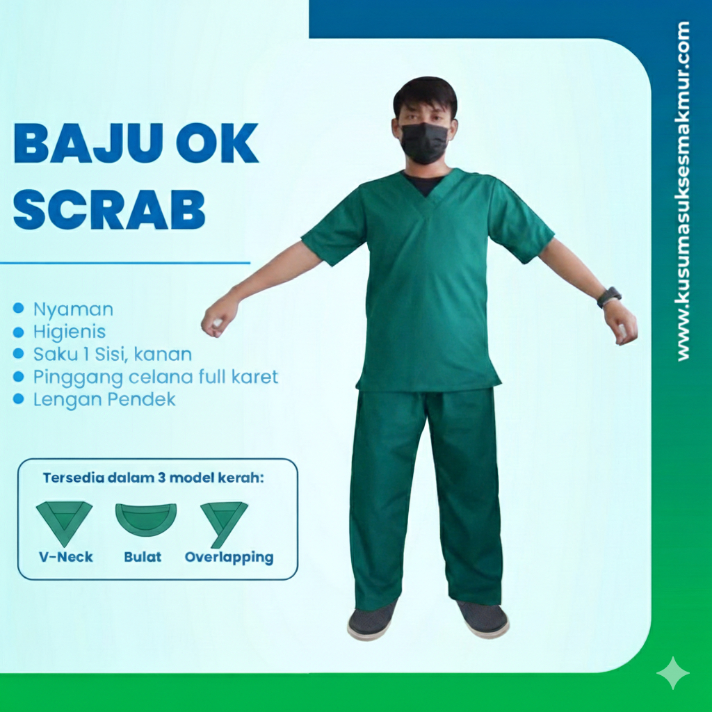 Baju Ok Scrubs LENGAN PENDEK Premium Drill | Medical Scrub Petugas Medis | Baju Penjaga Dokter | Baj