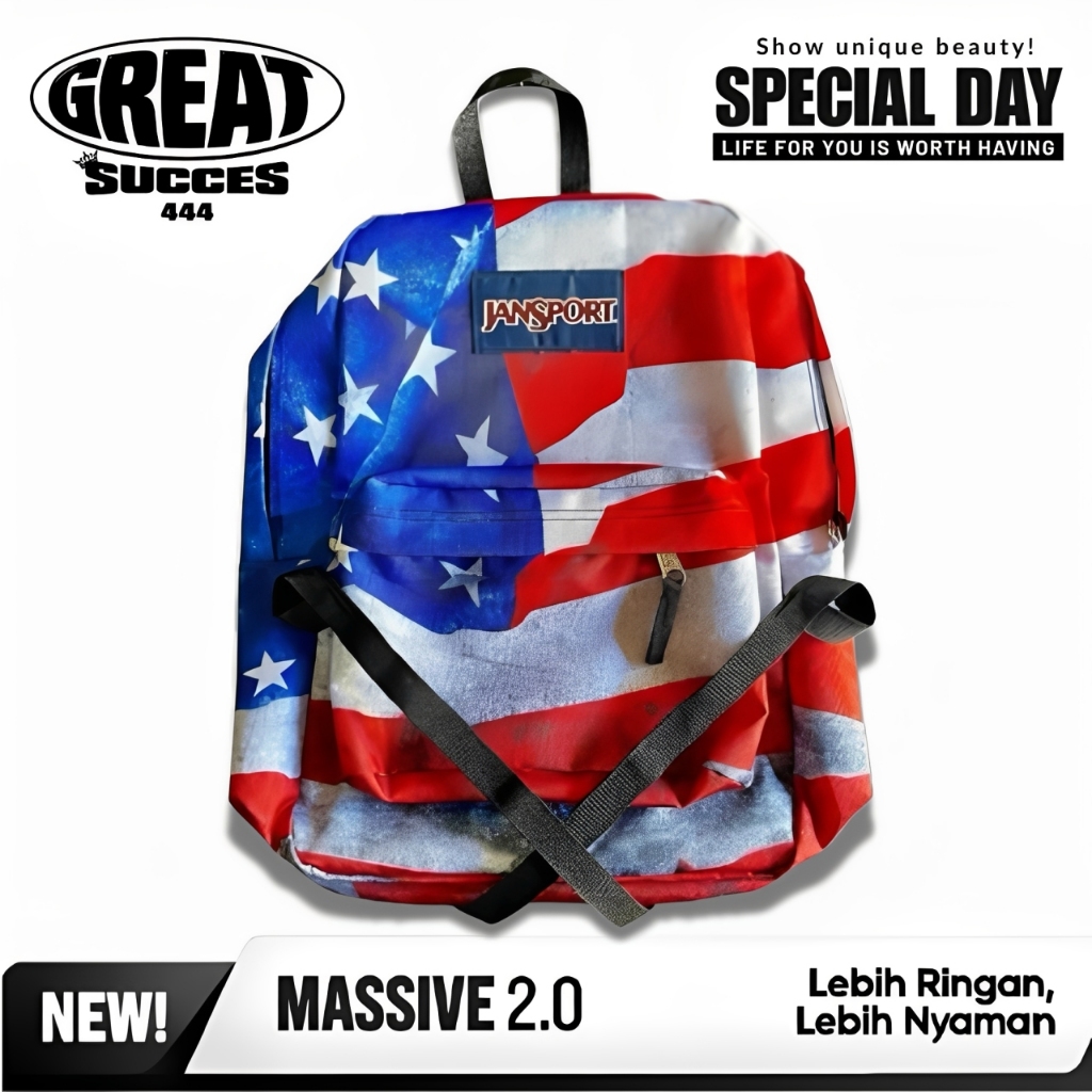 GREATSUCCES - TAS JANSPORT USA AMERICA FLAG BACKPACK SHCOOL - JANSPORT AMERICA SUPERBREAK ORIGINAL -