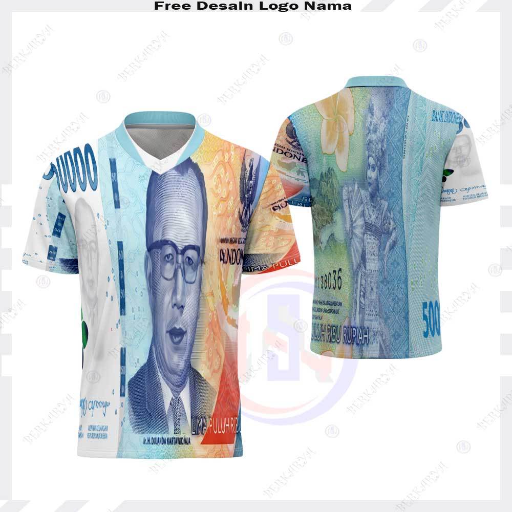 Kaos Jersey Uang 50 Ribu /Kaos Unik Kekinian Gambar Uang Lima Puluh Ribu Terbaru / Baju Uang 50 ribu