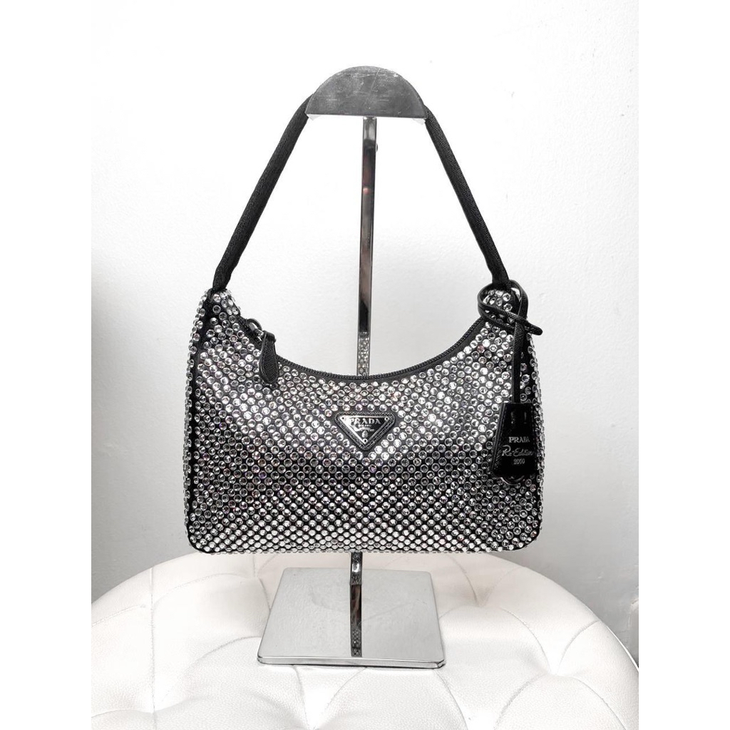 (PRELOVED) Prada Re-Edition 2000 Crystals Satin Black 2022