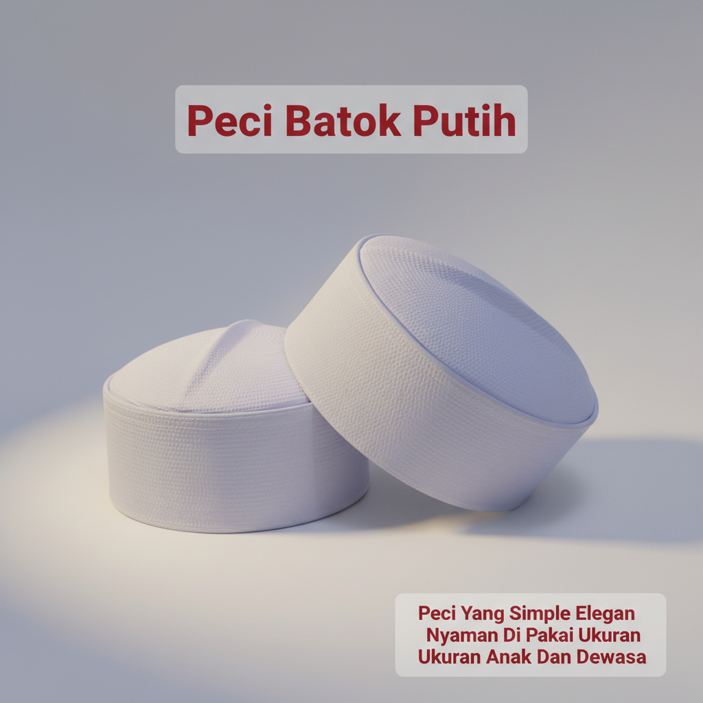 Peci Batok Putih Keras Peci Habib Bahar Songkok Putih Polos Peci Santri