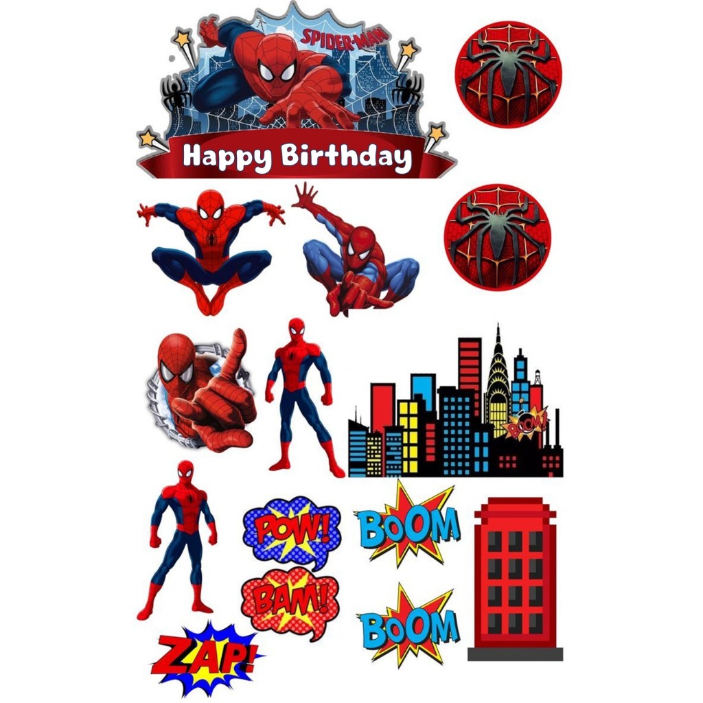 TOPPER SPIDERMAN Custom/Hiasan Kue ULTAH Spiderman