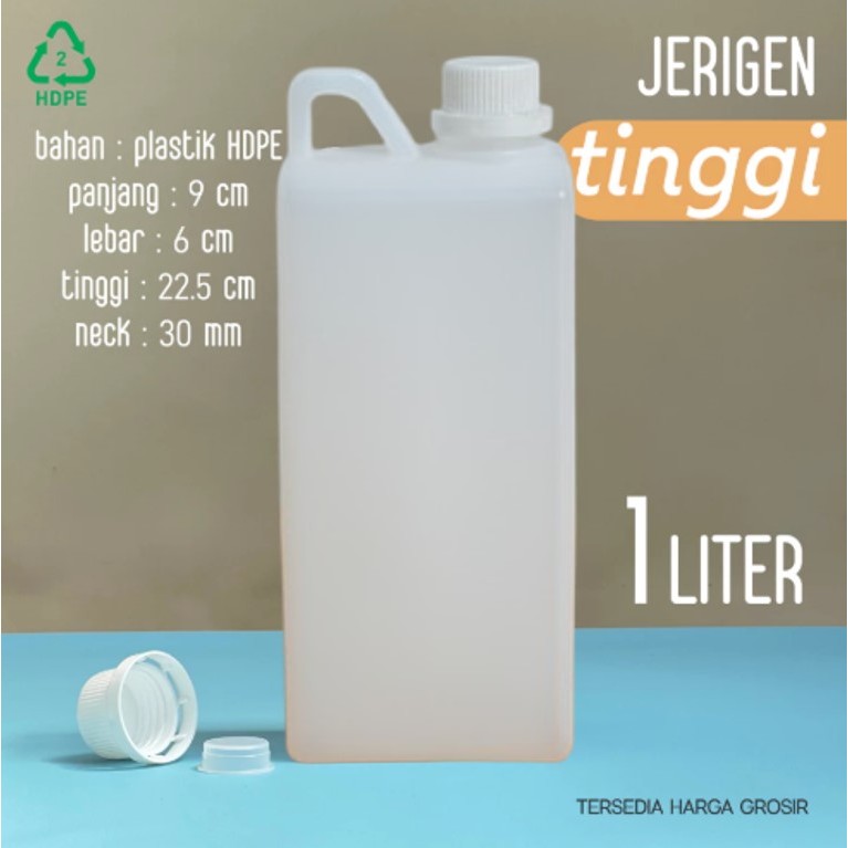 Jerigen 1 Liter TINGGI GROSIR - Jerigen Plastik HDPE BARU - Kemasan Wadah Cairan