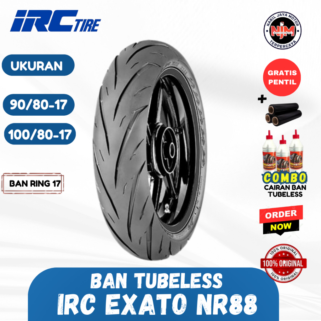 BAN MOTOR TUBELES IRC EXATO 90/80-17 & 100/80-17 ORIGINAL 100%