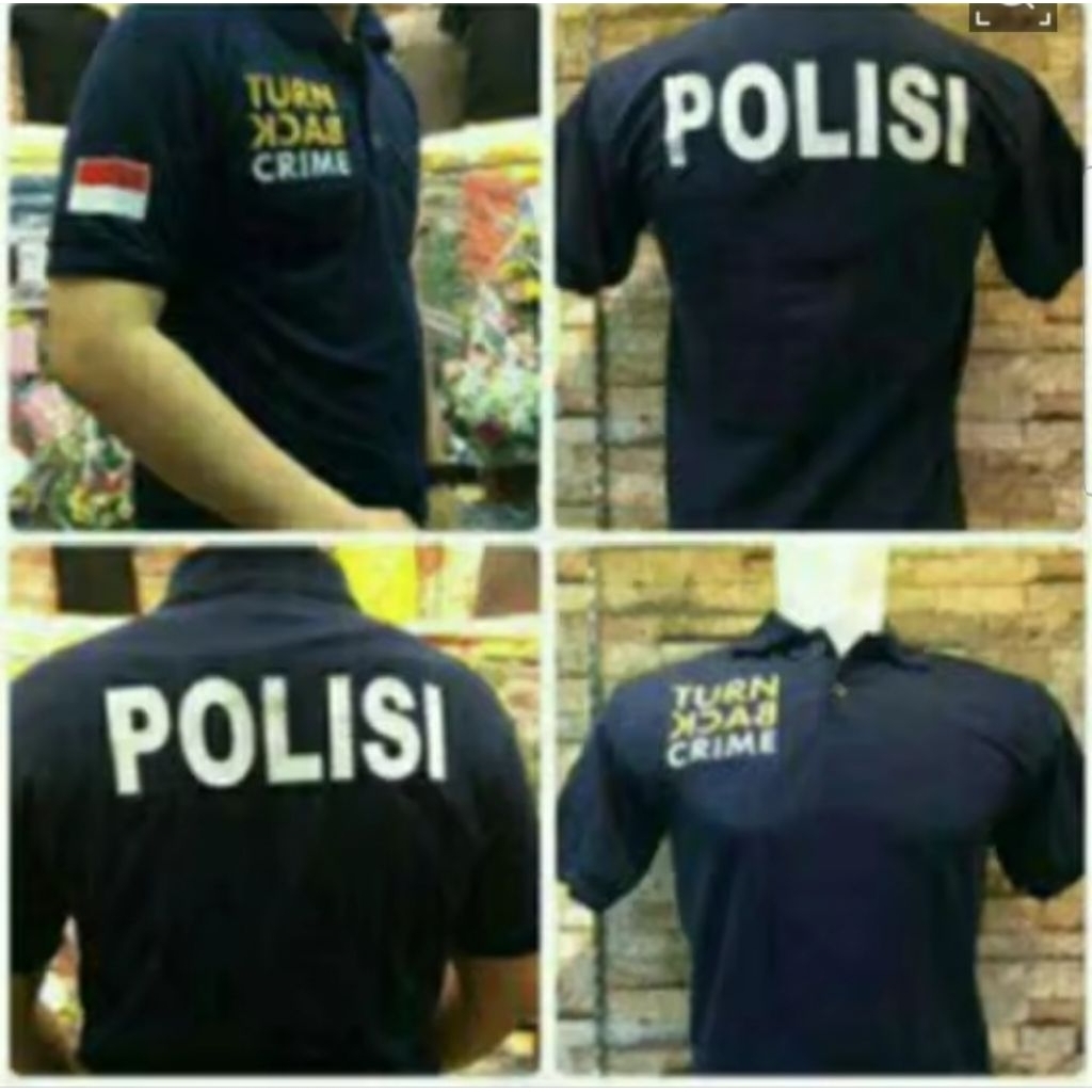 KAOS TBC POLISI NAVY FULL BORDIR - KAOS KERAH TURN BACK CRIME NAVY POLISI BORDIR
