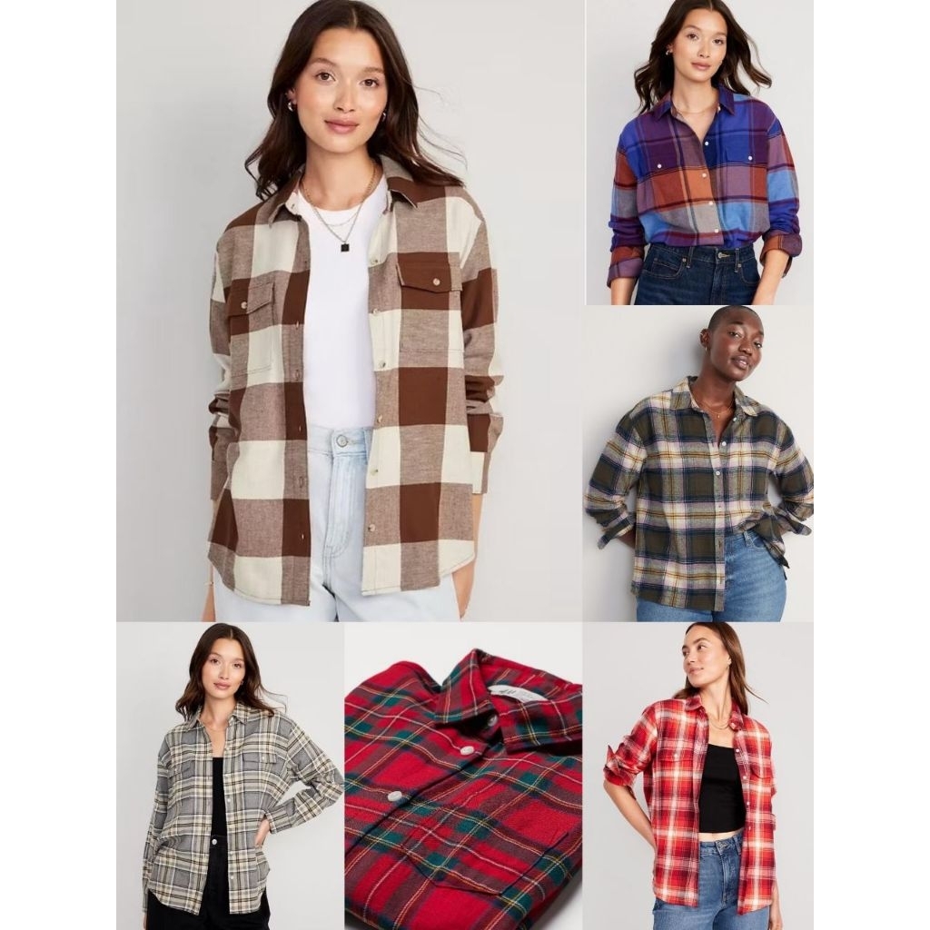 Loose Flannel Boyfriend Flannel Plaid kemeja
