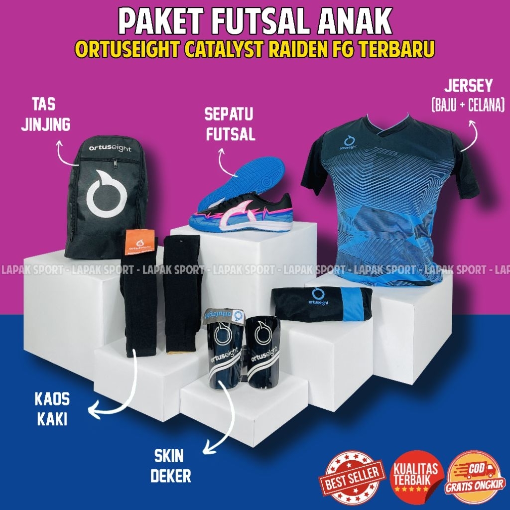 Paket Sepatu Futsal Anak Ortus Catalyst Raiden FG Terbaru Paket Komplit Sepatu Futsal Anak Ortuseigh