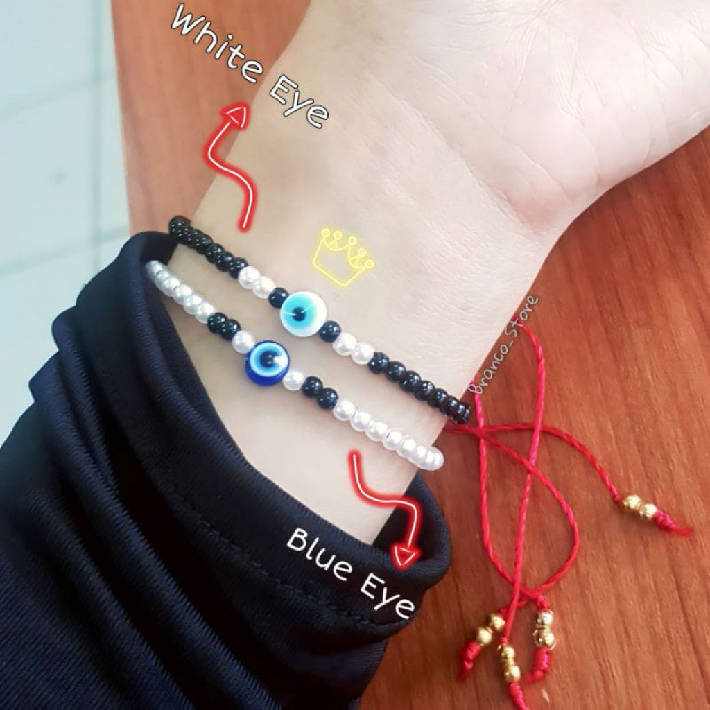 gelang manik evil eye charm adjustable gelang mutiara bracelet beads gelang mata turki gelang devil 