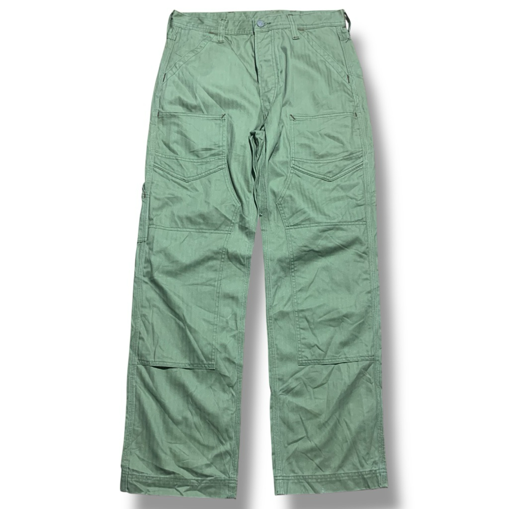 Red Tornado Double Knee Carpenter Herringbone Green Army Pants Made in Japan