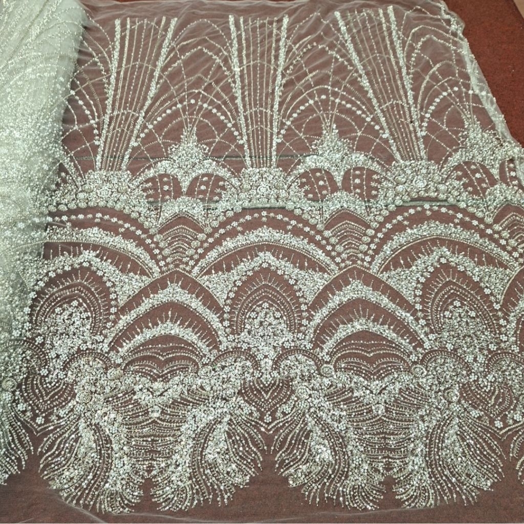 Kain Brokat Payet Mewah Premium Motif Elegan Cocok Kebaya Gaun Pesta