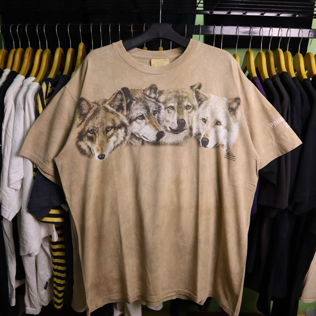 Kaos Vintage 90s Wolf Nature The Mountain Beige