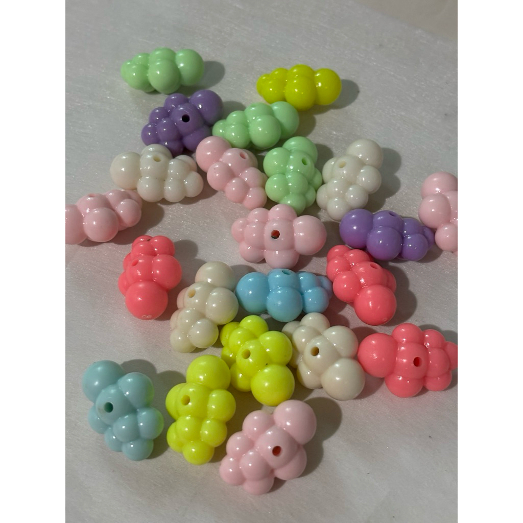 manik AWAN SOLID besar mix warna lubang tembus