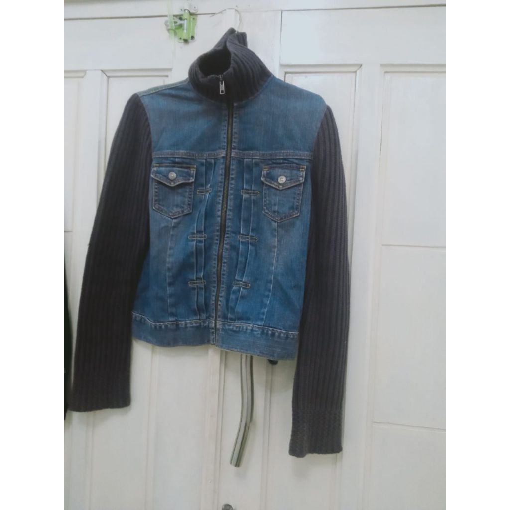 Baju Denim Variasi Rajut, like new, koleksi pribadi bukan thrift (Preloved)