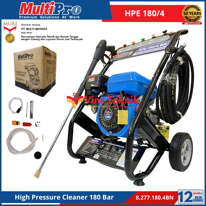 MULTIPRO HPE 180/4 Gasoline High Pressure Cleaner Jet Cleaner HPE180/4 Mesin Cuci Motor Mobil 180 Ba