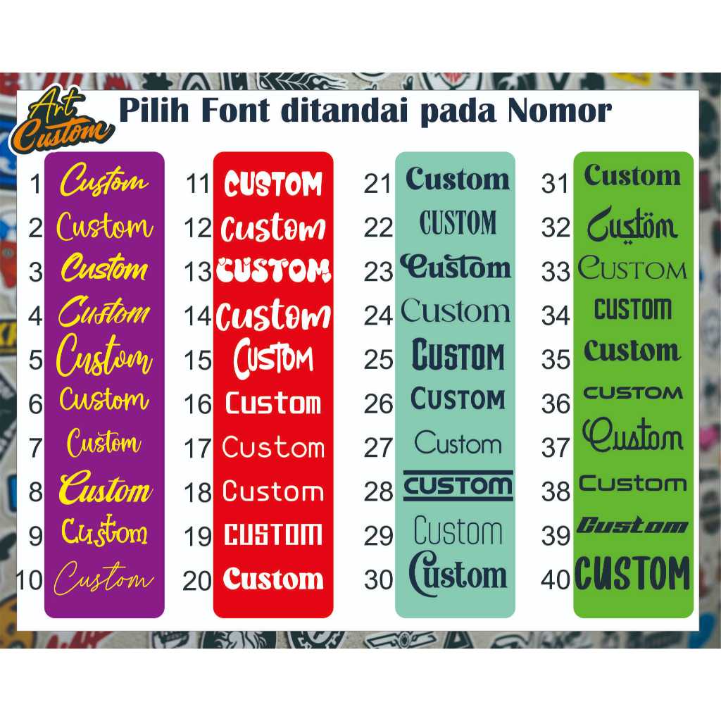 Cutting Sticker Custom Nama  Anti Air Vinyl Tahan Lama