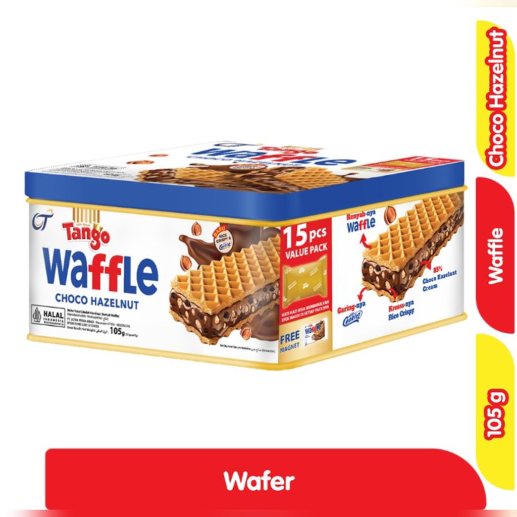 Tango Waffle Cokelat Hazelnut Kaleng 105 g