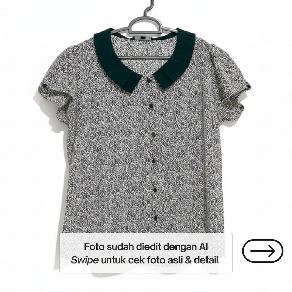 Blouse Wanita Hitam Putih Cole Lengan Pendek Ukuran S-M | Atasan Kemeja Kerja Kantor Kuliah Formal S