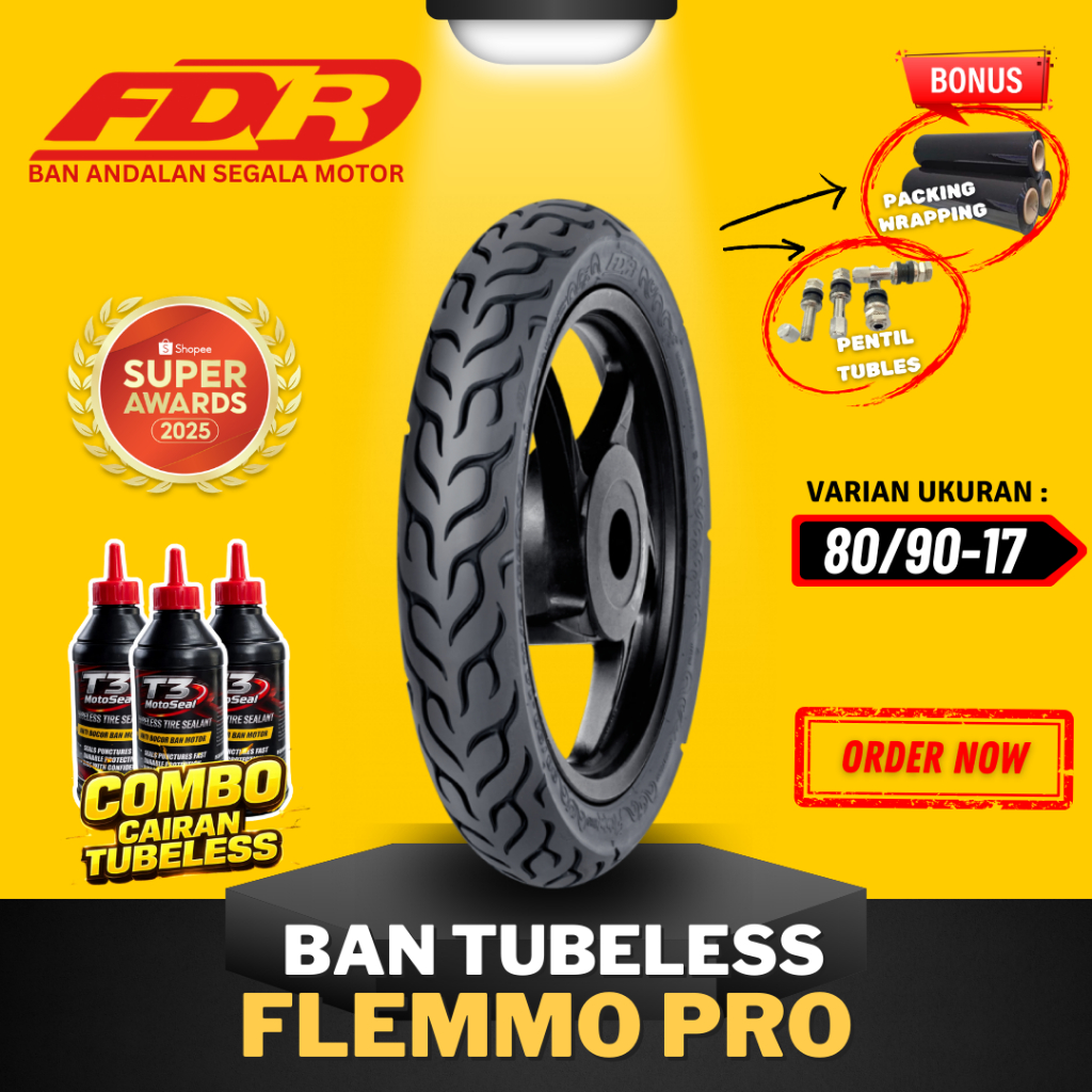 [READY COD] BAN FDR FLEMMO PRO 80/90-17 RING 17 / BAN FDR TUBELESS TUBLES RING 17 ( 80/90-17 ) BAN F