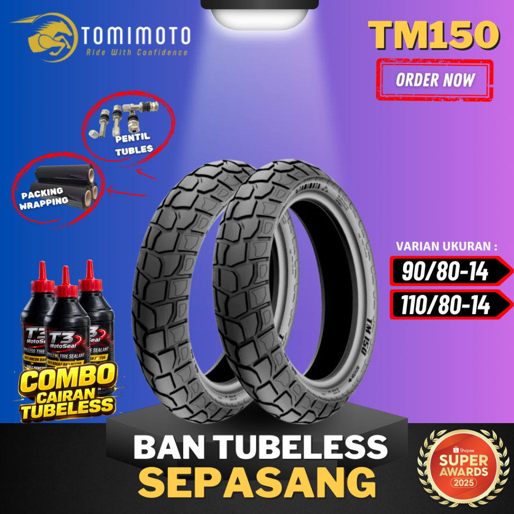 [SEPASANG MURAH] BAN TOMIMOTO RING 14 TM150 / BAN TOMIMOTO ON/OFF ROAD (90/80-14 / 110/80-14) / BAN 
