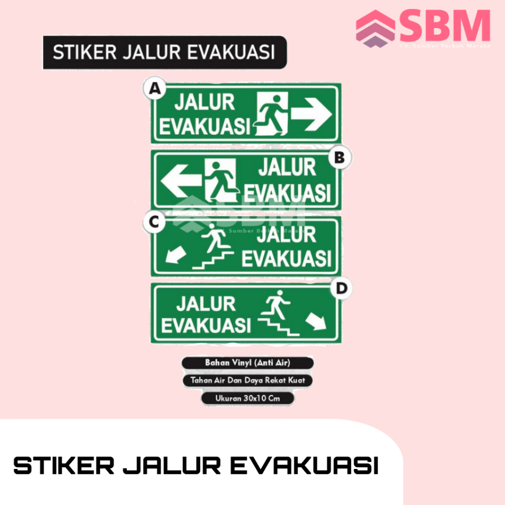 Stiker Evakuasi / Stiker Evakuasi / Sticker Evakuasi / Sticker Jalur Evakuasi / Sign Sticker Rambu E