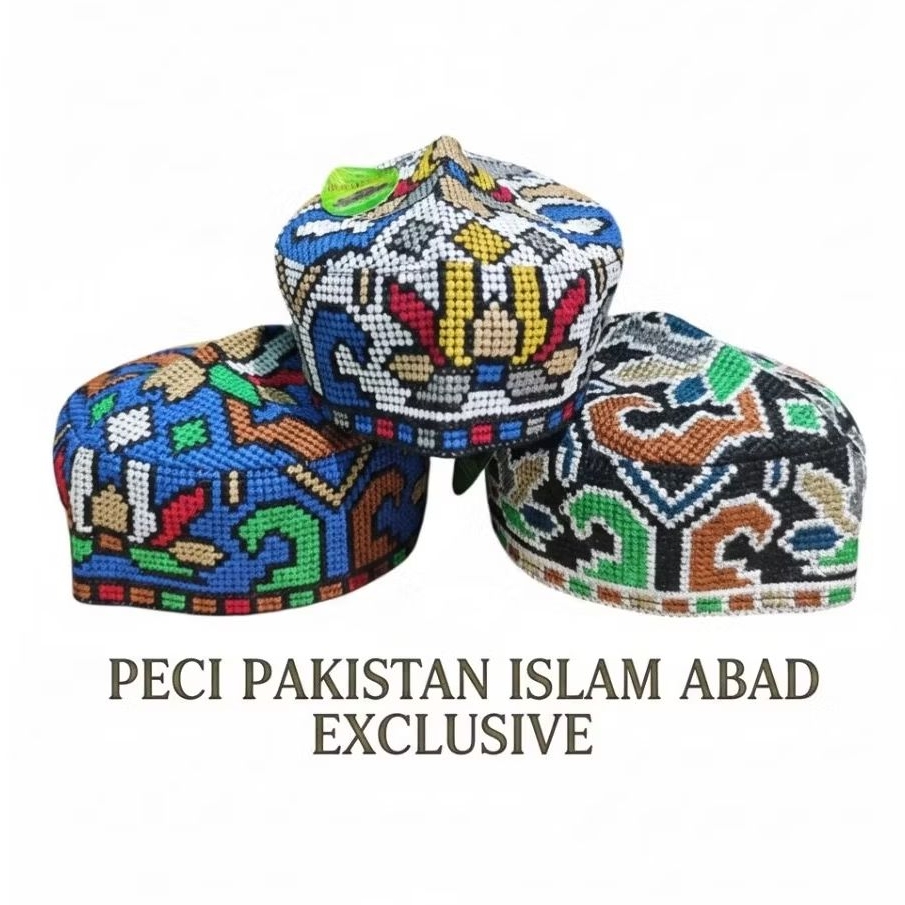PECI PAKISTAN ANAK FULL BORDIR ORI Murah , Peci Pakistan Islam Abad Anak Corak Warna Warni , Peci An