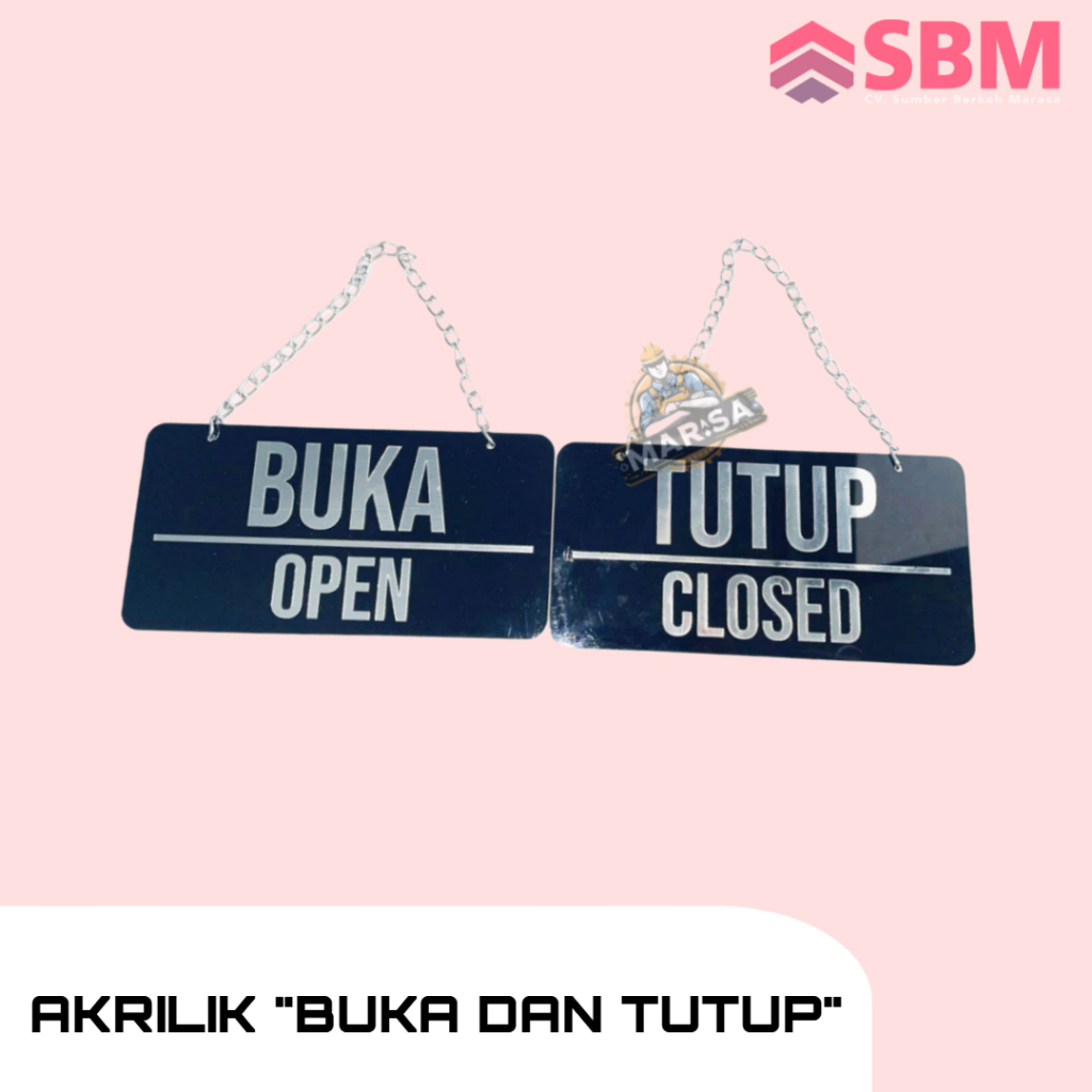 Akrilik Gantung Buka/Tutup bolak balik Tinggal pasang