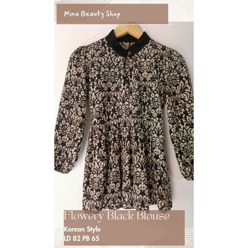 Blouse motif bunga cantik Korean style