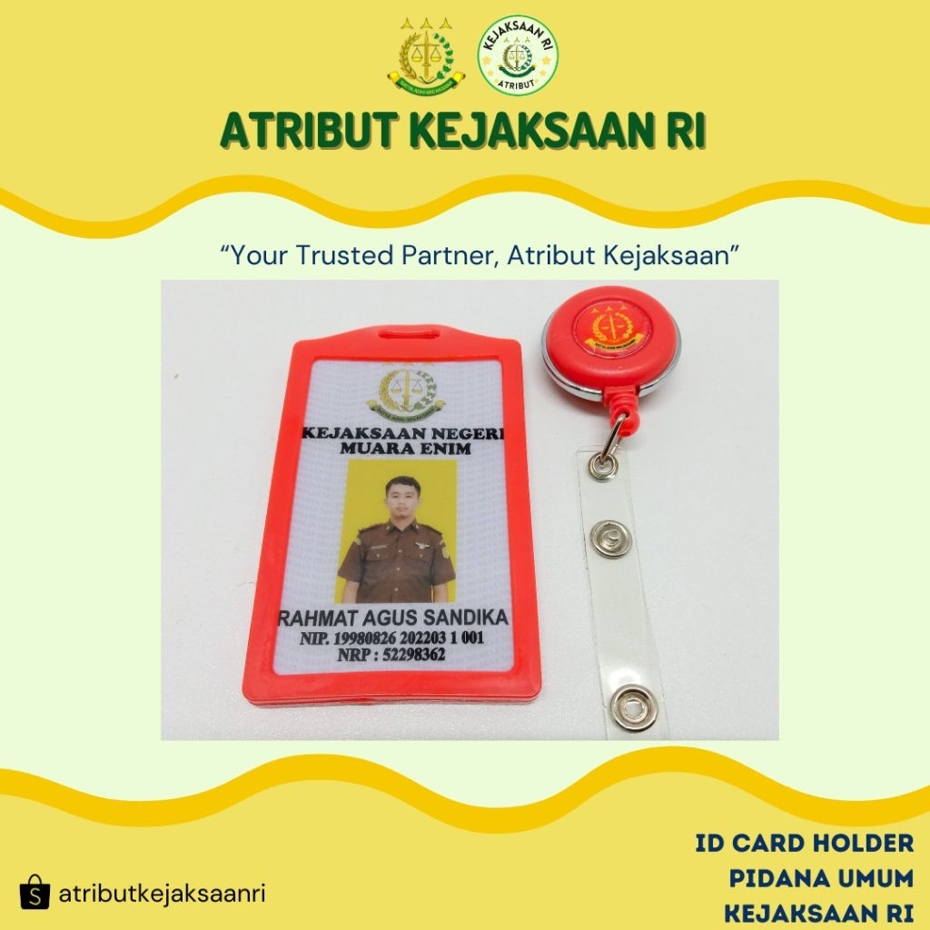ATRIBUT KEJAKSAAN RI - ID CARD HOLDER YOYO MERAH BERLOGO KEJAKSAAN RI