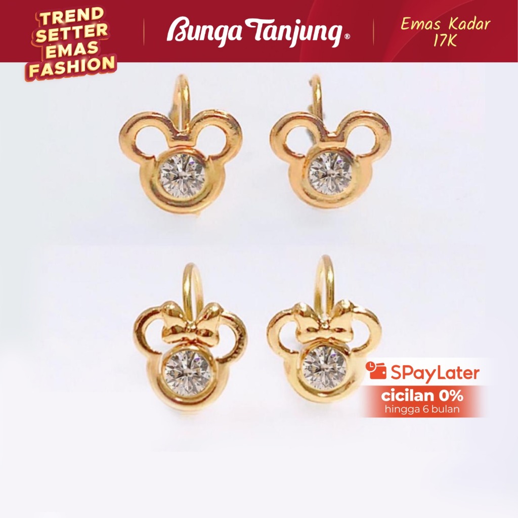 ANTING TAUGE DISNEY MICKEY - EMAS 17K - BUNGA TANJUNG GOLD