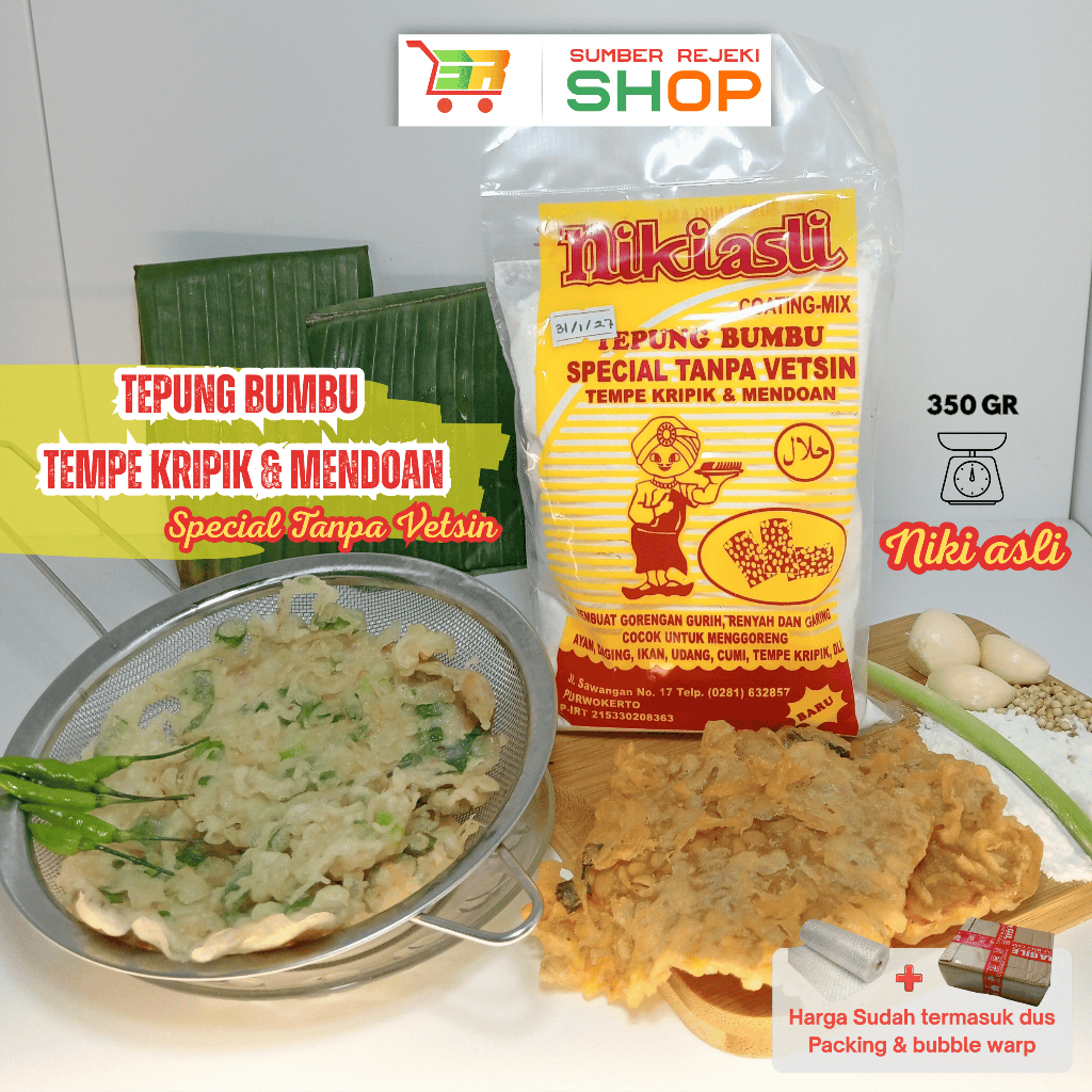 NIKI ASLI Tepung bumbu special tanpa vetsin 350g – Tepung bumbu Tempe kripik & mendoan – Asli purwok