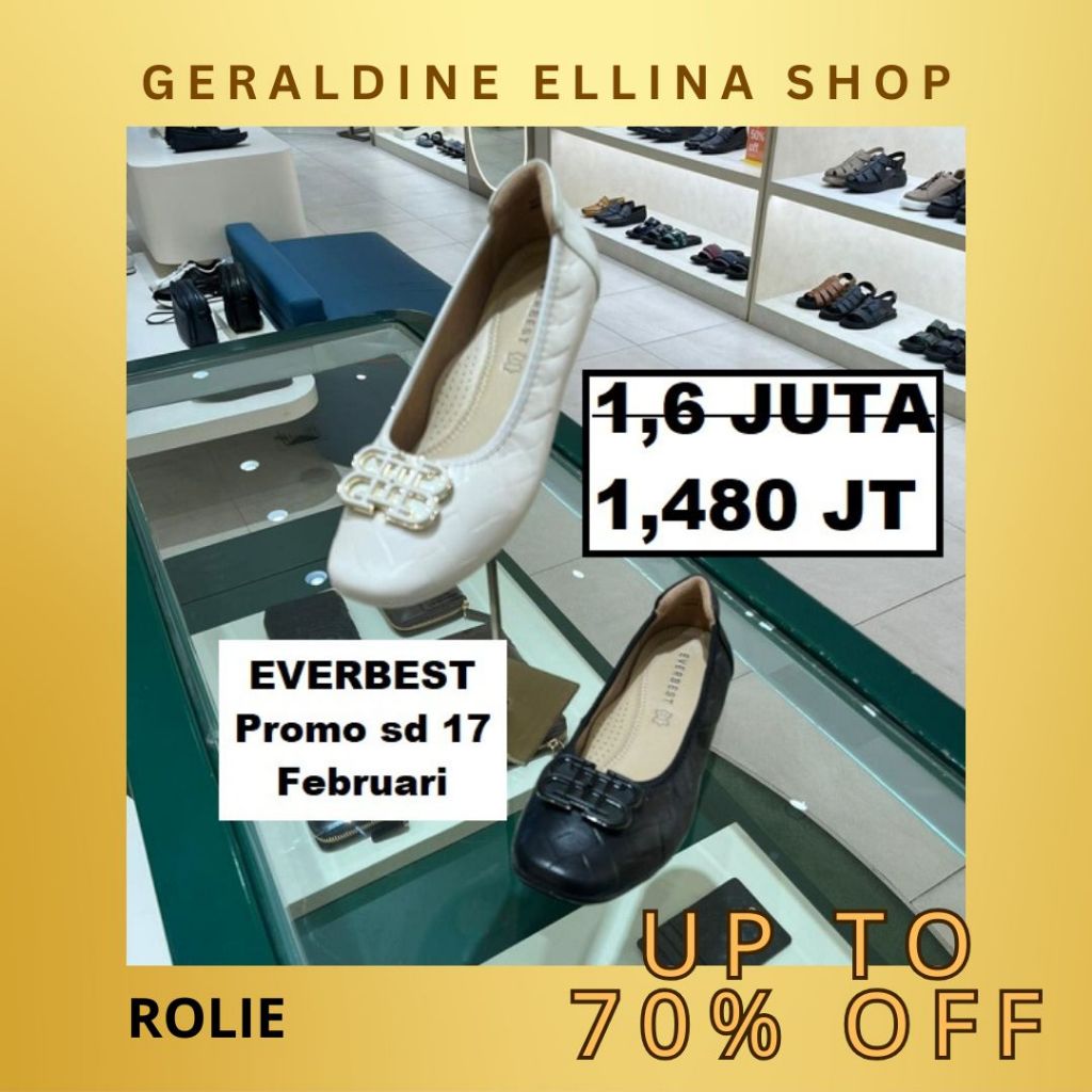 Sepatu flat everbest Wanita perempuan cewe cewek EVERBEST ORIGINAL 100% SERI ROLIE