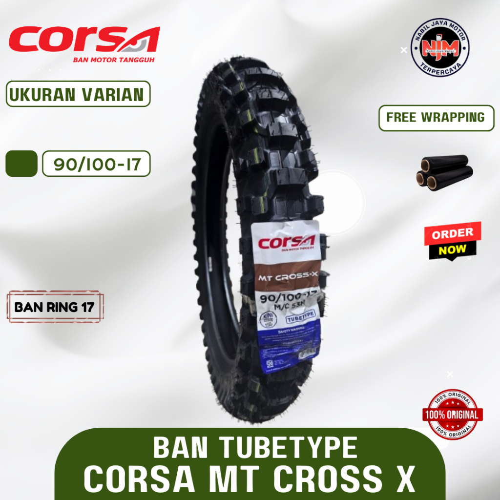 ban motor Corsa MT cross 90/100-17 dan 70/100-19 tube type
