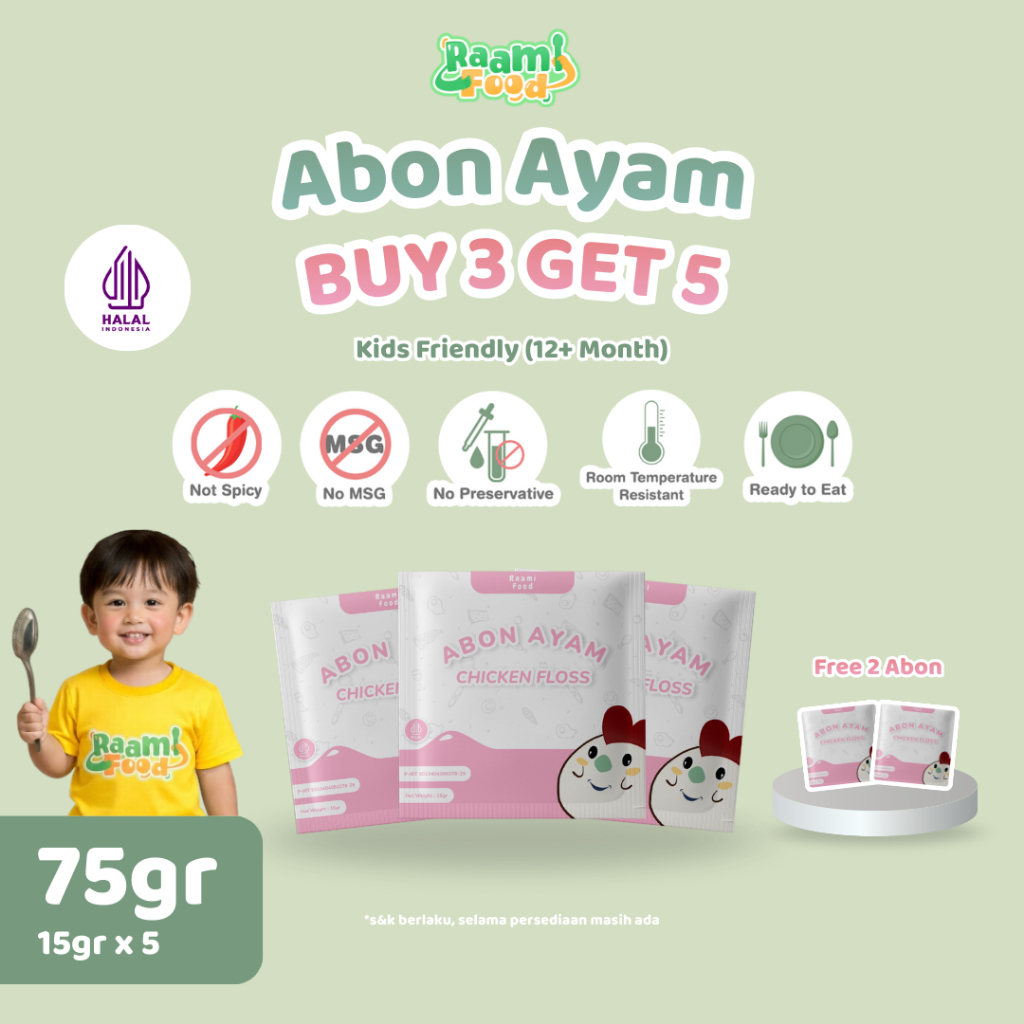 Raami Food Abon Ayam Anak Premium Penambah Nafsu Makan Tanpa MSG Tanpa Pengawet - Sachet