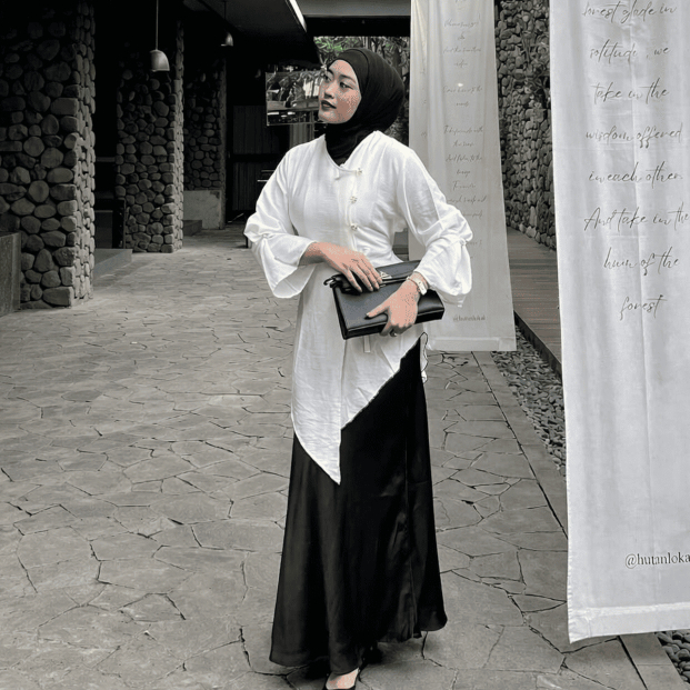 Pola Wear Tunik Wanita Linen Kancing Side Bottom Long Asimetris  Aruna