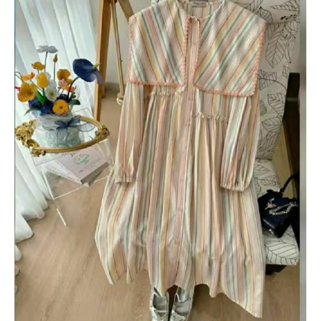 Midi gania strip rainbow preloved haideeorlin/ tunik haideeorlin /MIDI haideeorlin/ preloved blouse 