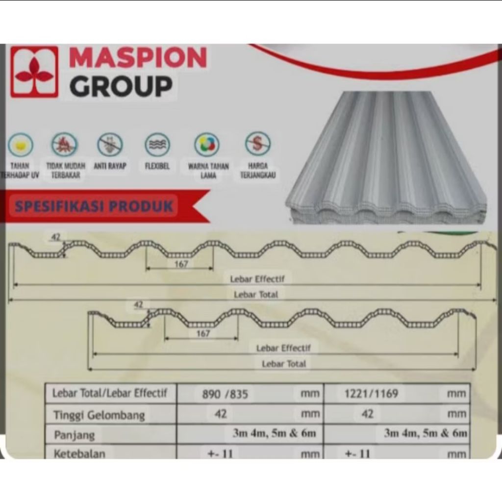 Atap UPVC Double Layer Maspion Superroof