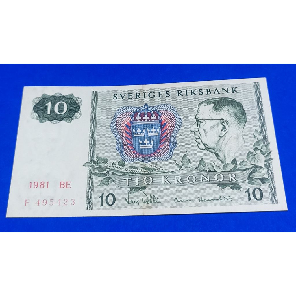 UANG KERTAS SWEDIA 1O KRONOR