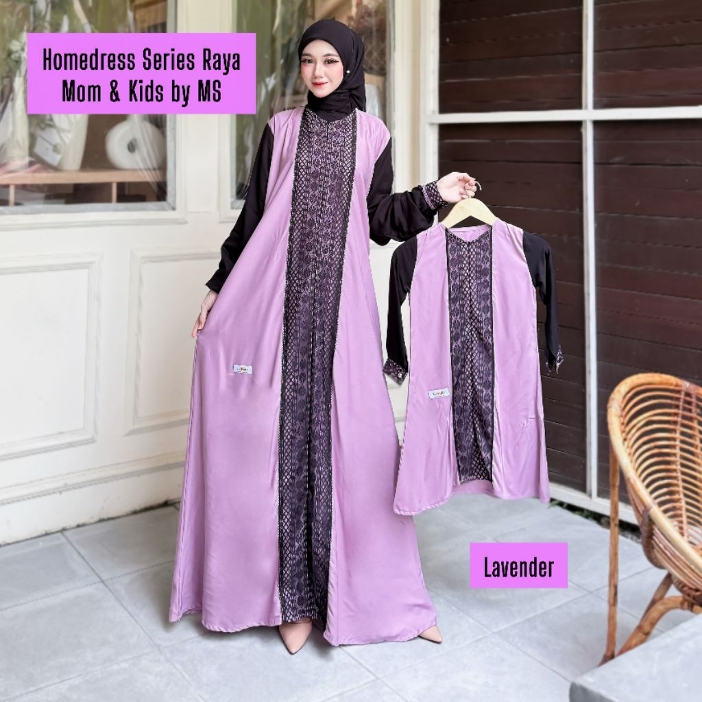 Homedress Raya Series || Gamis Twill Mix Brokat Couple Moms & Kids || by Alena Batik